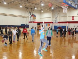 Students playing Basketball